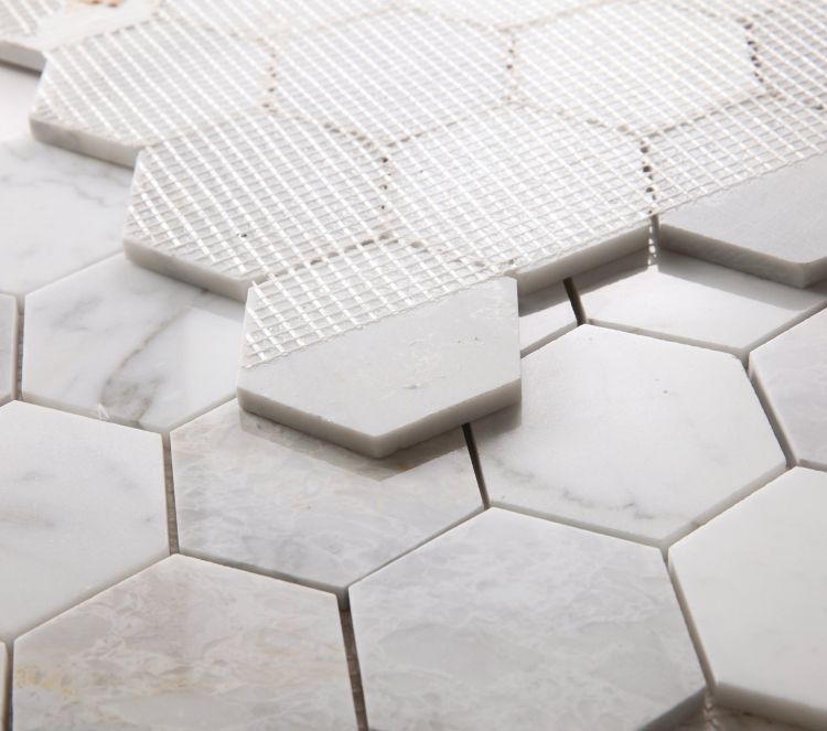 New | Hexagon | Light Gray | Mosaic Sheet Tile | Walls, Interior Floors & Showers