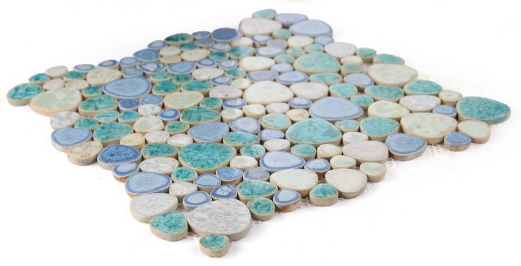 New | Pebble | Blue & Green | Mosaic Sheet Tile | Walls, Floors, Showers, Pools & Pool Liners