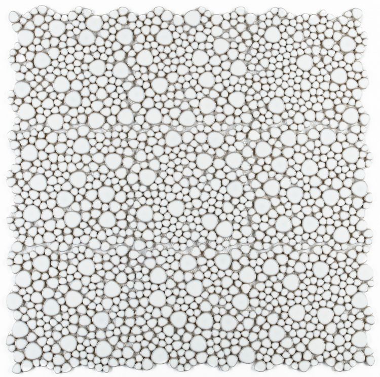 New | Pebble | White | Mosaic Sheet Tile | Walls, Interior Floors, Showers, Pools & Pool Liners