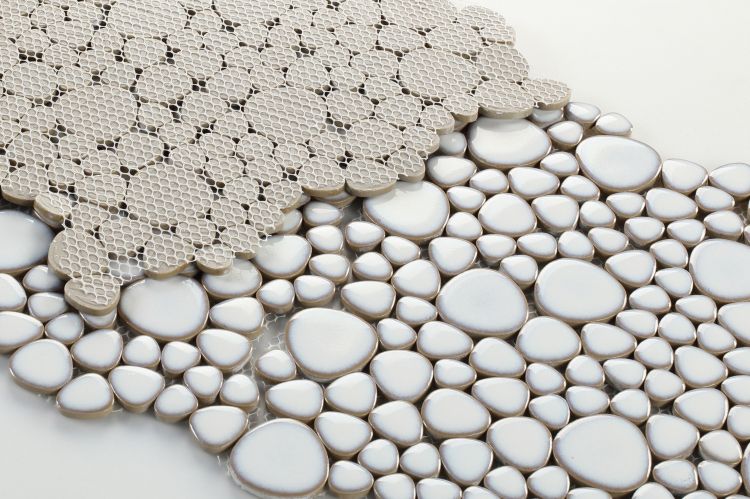 New | Pebble | White | Mosaic Sheet Tile | Walls, Interior Floors, Showers, Pools & Pool Liners