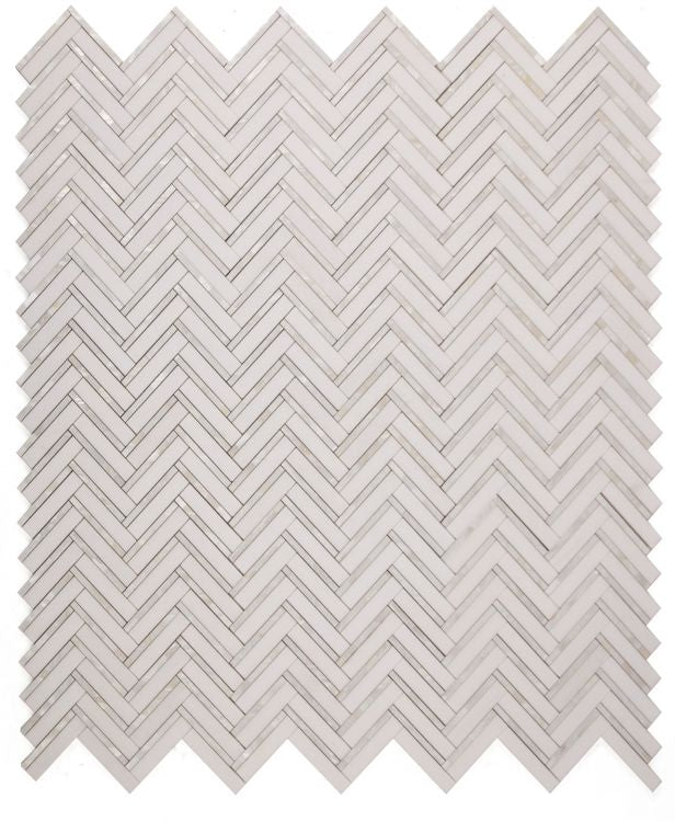 New | Herringbone | White & Tan | Mosaic Sheet Tile | Interior Walls & Shower Walls