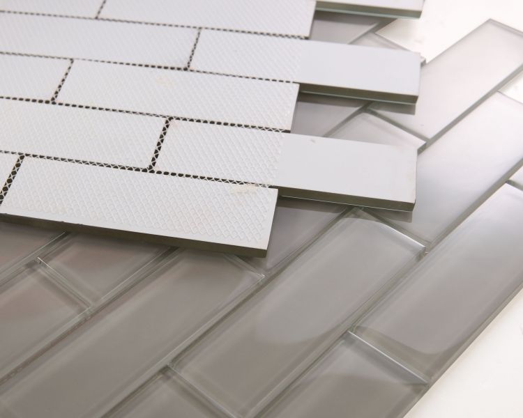 New | Subway Glass | Gray | Mosaic Sheet Tile | Walls, Interior Floors, Showers, Pools & Pool Liners