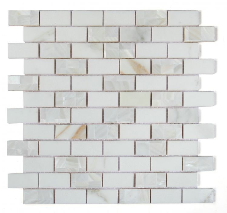 New | Brick | White & Gold | Mosaic Sheet Tile | Interior Walls & Shower Walls