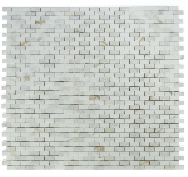New | Brick | White & Gold | Mosaic Sheet Tile | Interior Walls & Shower Walls