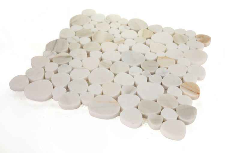 New | Pebble | White & Gold | Mosaic Sheet Tile | Walls, Interior Floors, & Showers