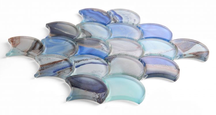 New | Scale | Blue | Mosaic Sheet Tile | Interior Walls & Shower Walls