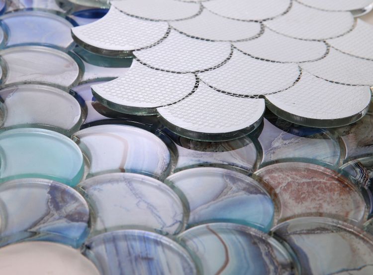 New | Scale | Blue | Mosaic Sheet Tile | Interior Walls & Shower Walls