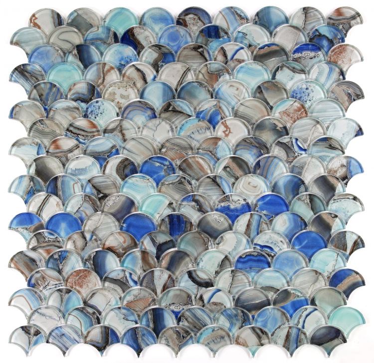 New | Scale | Blue | Mosaic Sheet Tile | Interior Walls & Shower Walls