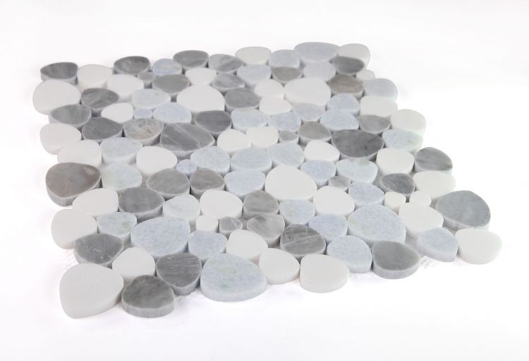 New | Pebble | Gray, Blue, & White | Mosaic Sheet Tile | Walls, Interior Floors, & Showers