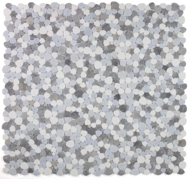 New | Pebble | Gray, Blue, & White | Mosaic Sheet Tile | Walls, Interior Floors, & Showers