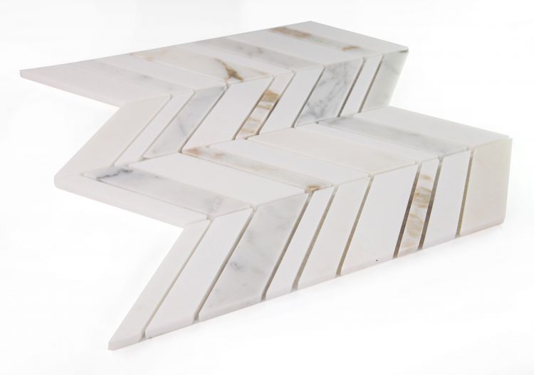 New | Herringbone | White & Gold | Mosaic Sheet Tile | Walls, Interior Floors & Showers