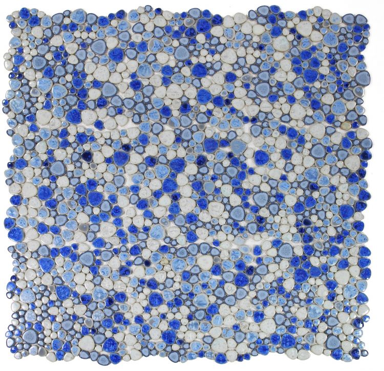 New | Pebble | Blue & White | Mosaic Sheet TIle | Walls, Interior Floors, Showers, Pools & Pool Liners