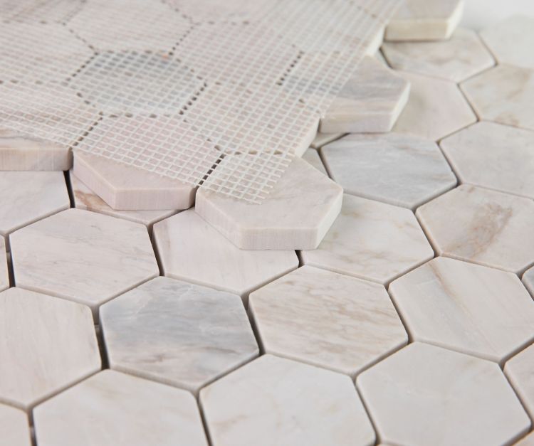 New | Hexagon | Beige | Mosaic Sheet Tile | Walls, Interior Floors & Showers