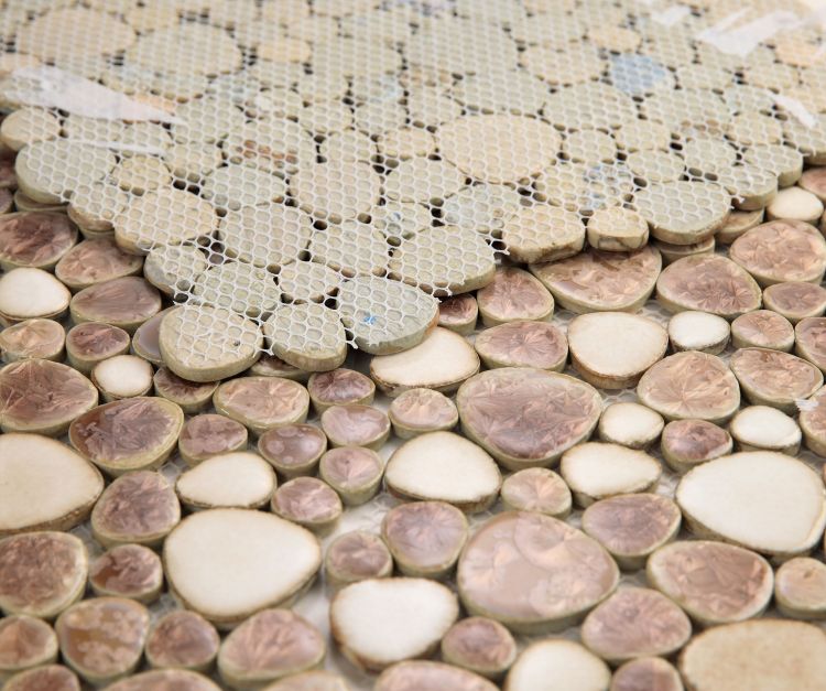 New | Pebble | Brown | Mosaic Sheet Tile | Walls, Interior Floors, Showers, Pools & Pool Liners