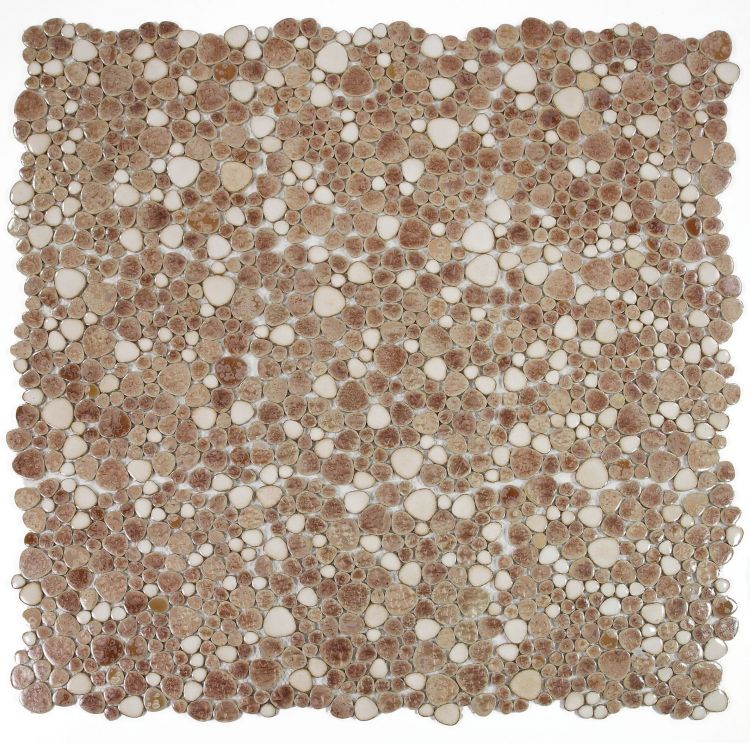 New | Pebble | Brown | Mosaic Sheet Tile | Walls, Interior Floors, Showers, Pools & Pool Liners