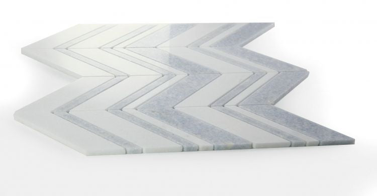 New | Herringbone | Blue & White | Mosaic Sheet Tile | Walls, Interior Floors & Showers