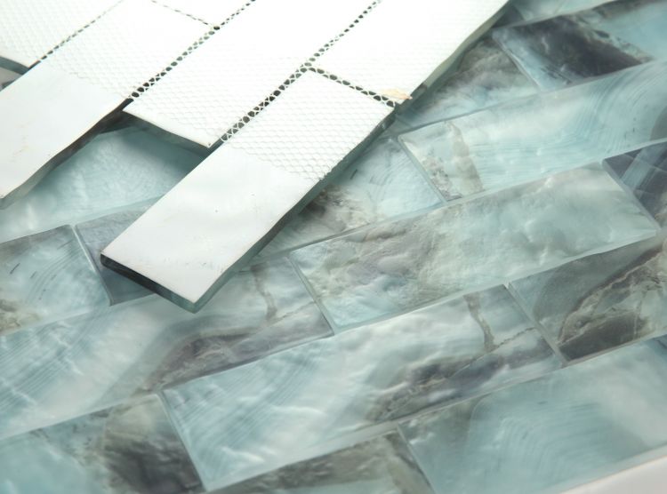 New | Glass | Blue | Mosaic Sheet Tile | Interior Walls & Shower Walls