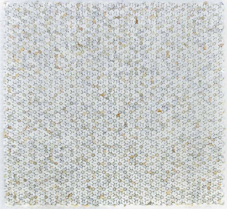 New | Flower | White & Gold | Mosaic Sheet Tile | Walls, Interior Floors & Showers
