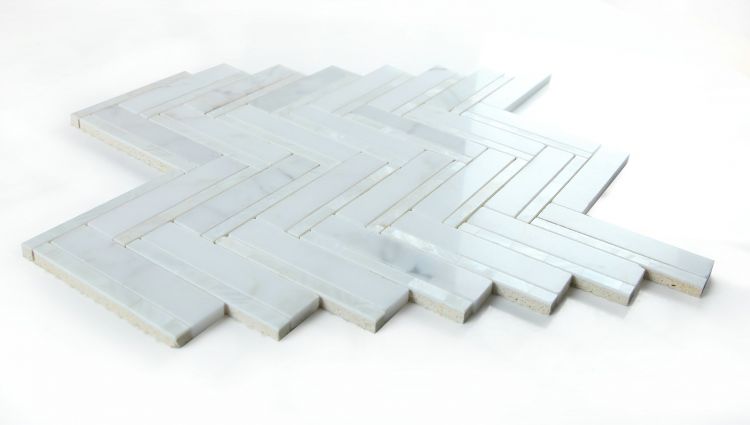 New | Herringbone | White | Mosaic Sheet Tile | Interior Walls & Shower Walls