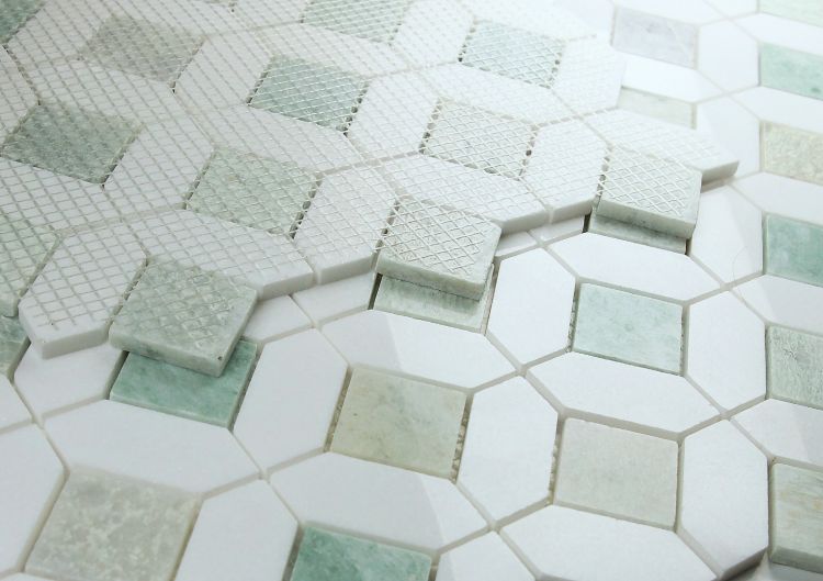 New | Hexagon | Green | Mosaic Sheet Tile | Walls, Interior Floors & Showers
