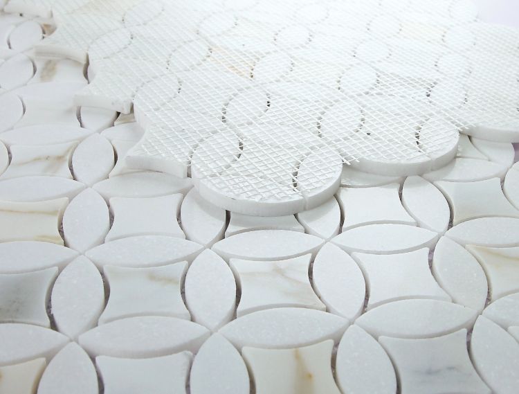 New | Circular | White & Gold | Mosaic Sheet Tile | Walls, Interior Floors & Showers