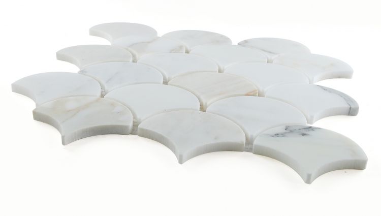 New | Scale | White & Gold | Mosaic Sheet Tile | Walls, Interior Floors & Showers