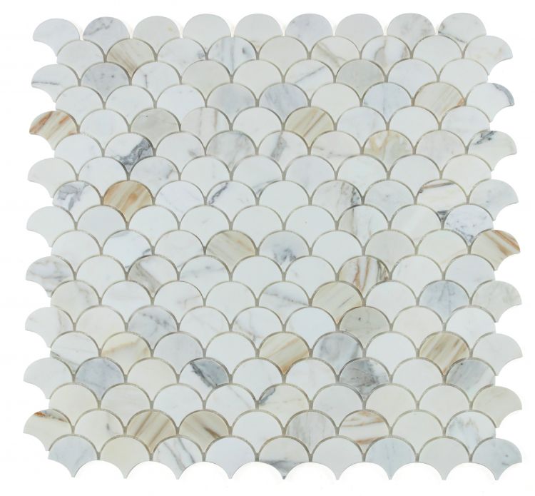 New | Scale | White & Gold | Mosaic Sheet Tile | Walls, Interior Floors & Showers