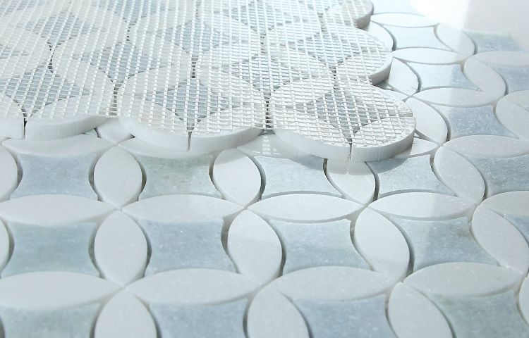 New | Circular | Blue & White | Mosaic Sheet Tile | Walls, Interior Floors & Showers