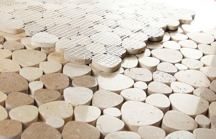 New | Pebble | Tan & Brown | Mosaic Sheet Tile | Walls, Interior Floors, & Showers