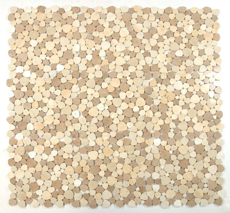 New | Pebble | Tan & Brown | Mosaic Sheet Tile | Walls, Interior Floors, & Showers