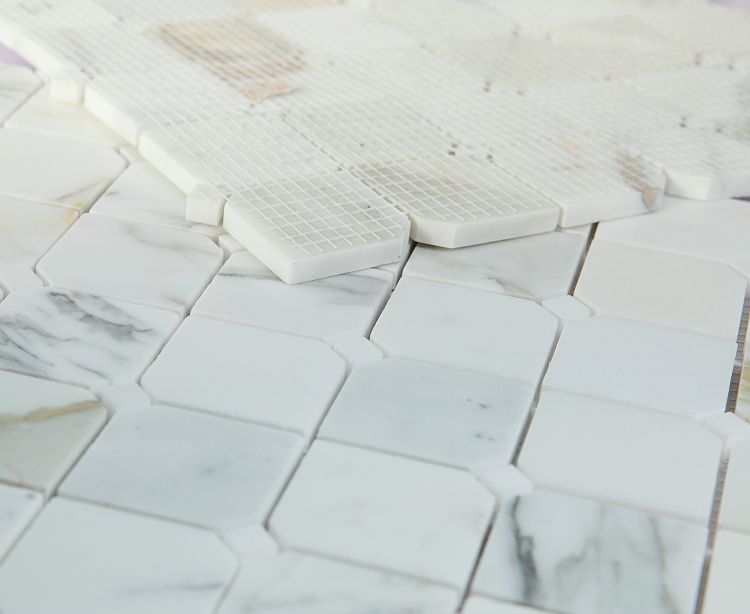 New | Square | White & Gold | Mosaic Sheet Tile | Walls, Interior Floors & Showers