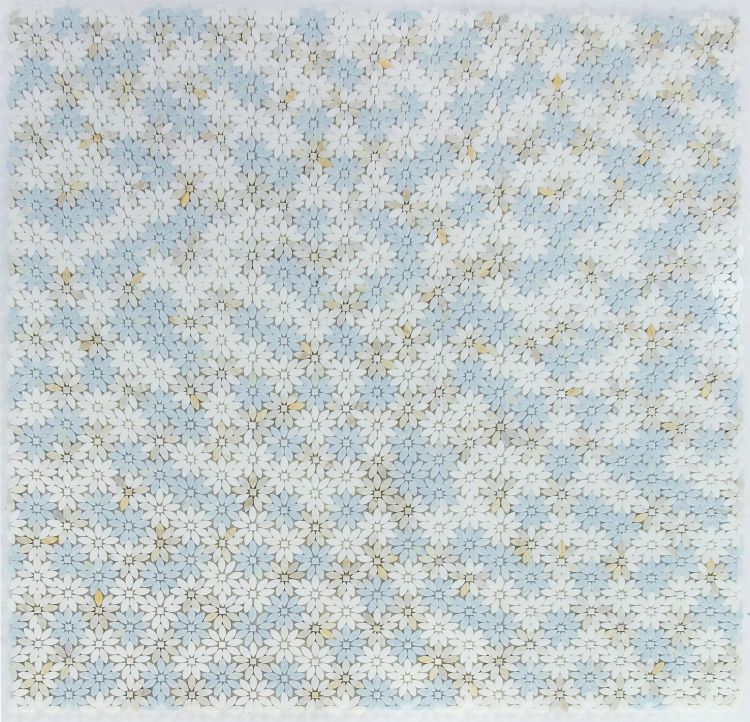 New | Flower | Blue, White & Gold | Mosaic Sheet Tile | Walls, Interior Floors & Showers