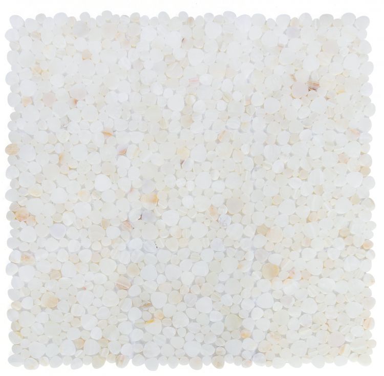 New | Pebble | White & Yellow | Mosaic Sheet Tile | Walls, Interior Floors, & Showers