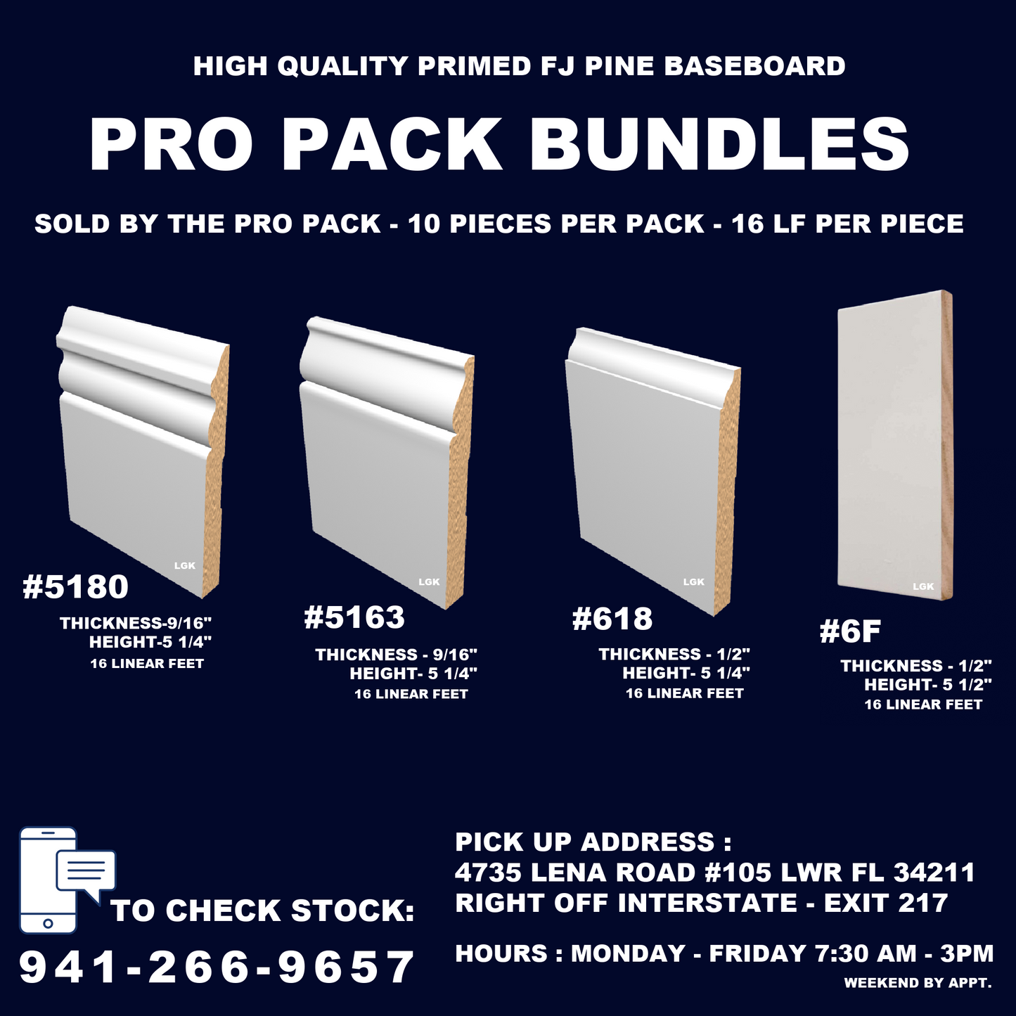 PICK UP TODAY | Pro Pack Bundles | 10 Sticks Per Pack | FJ Pine Baseboard