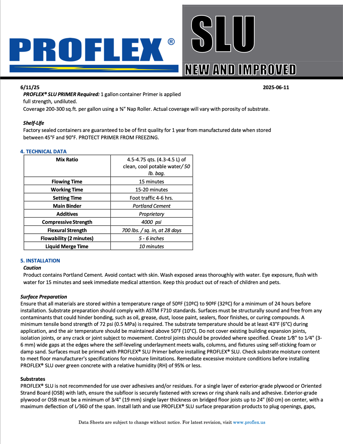 PICK UP TODAY | PROFLEX SLU | Self-Leveling Underlayment | 50 LB Bag | Contractor Flooring Supplies