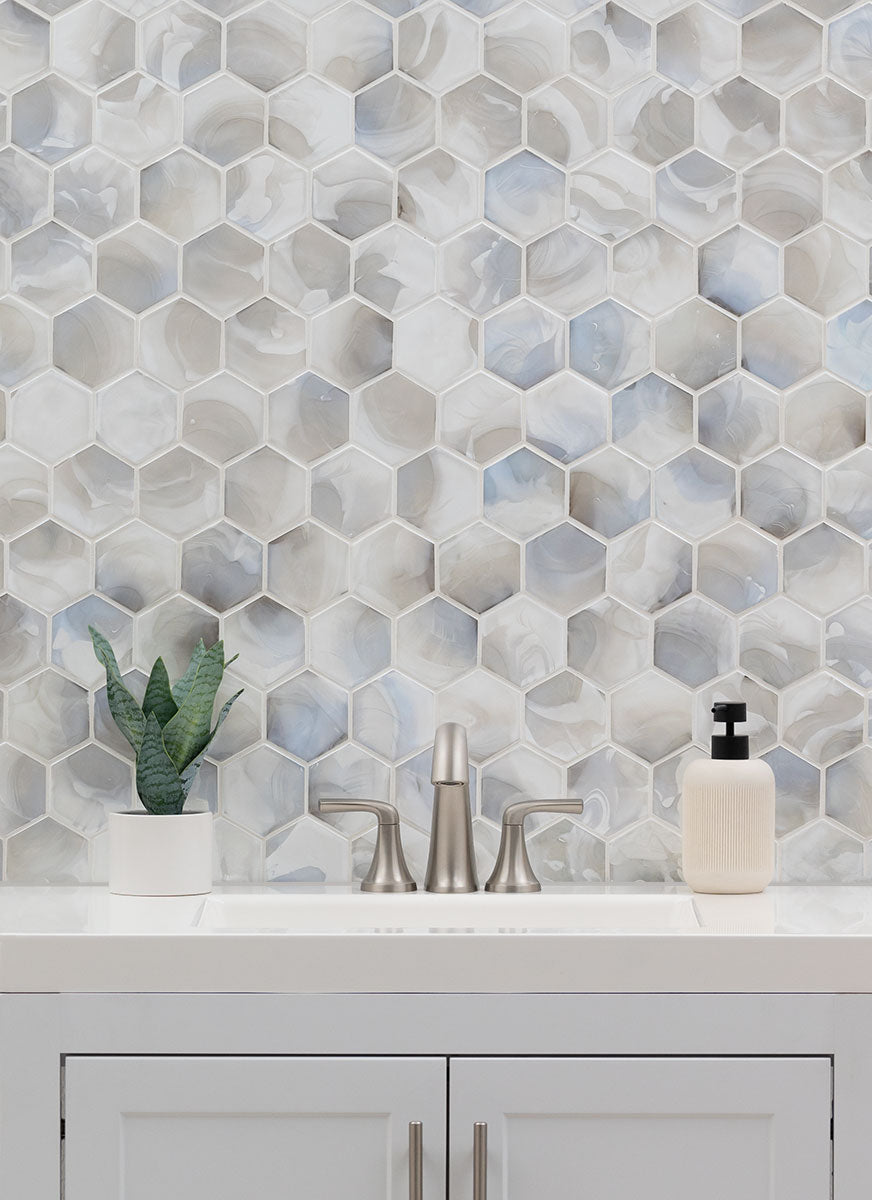 M - Ocean Wave - 3 Inch Pearl Glass Mosaic Tile