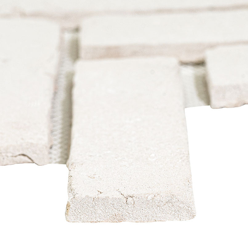 M - White Clay Herringbone Brick Mosaic Tile - Natural Finish
