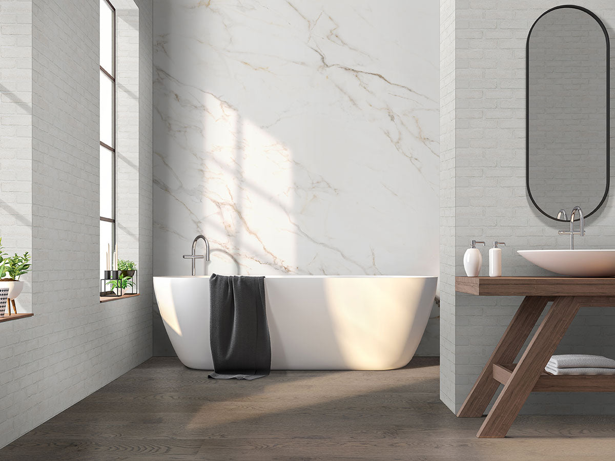 M - White Clay Brick Mosaic Tile - Natural Finish