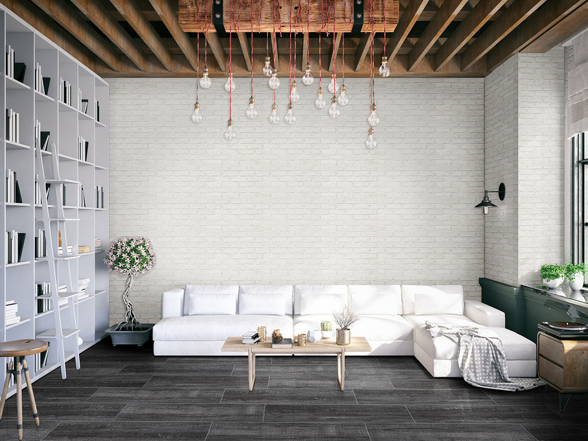M - White Clay Brick Mosaic Tile - Natural Finish