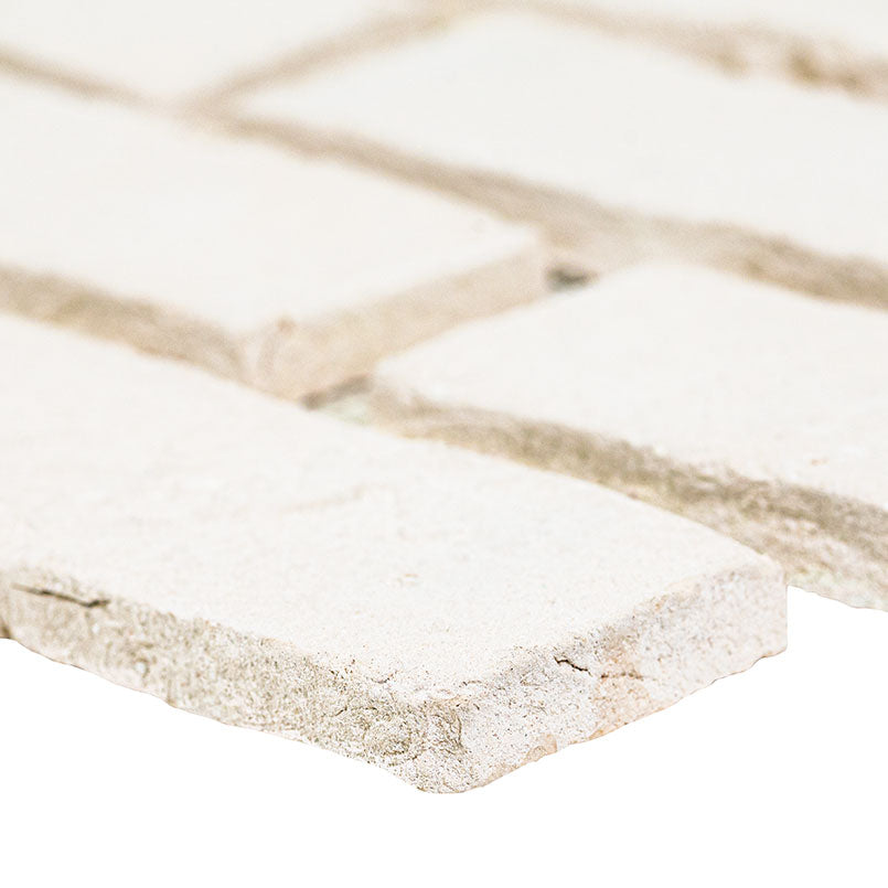 M - White Clay Brick Mosaic Tile - Natural Finish