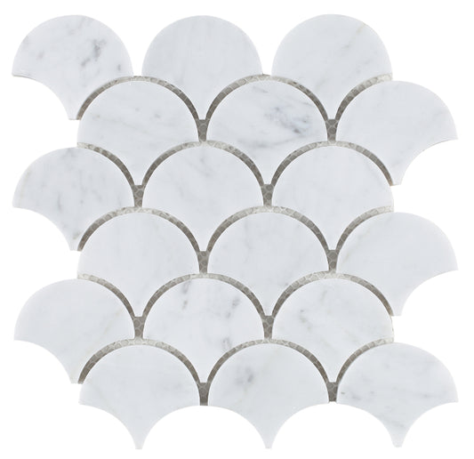 New | Scale | White | Mosaic Sheet Tile | Walls, Interior Floors, Showers, Pools & Pool Liners