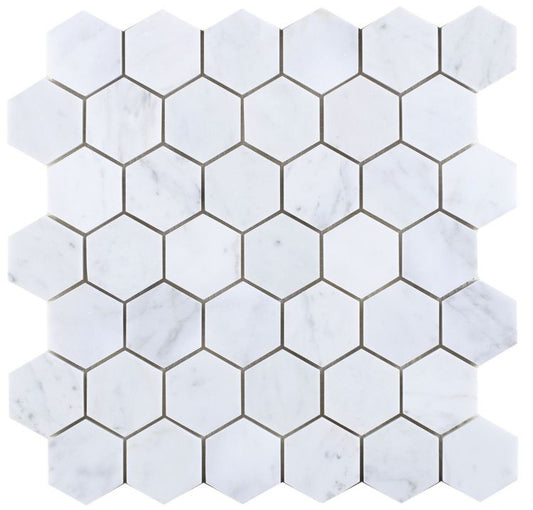 New | Hexagon | Gray & White | Mosaic Sheet Tile | Walls, Interior Floors & Showers