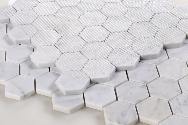 New | Hexagon | Gray & White | Mosaic Sheet Tile | Walls, Interior Floors & Showers