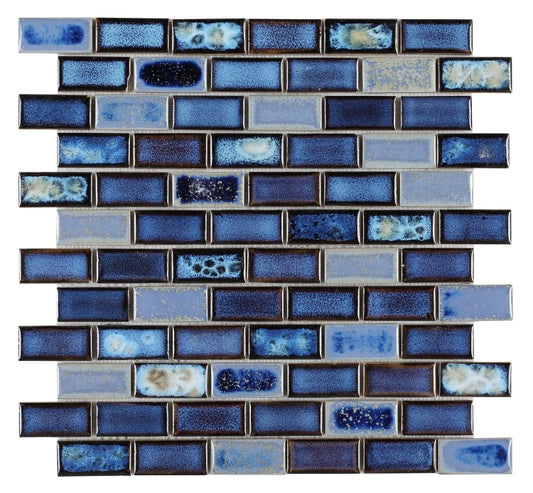 New | Brick | Royal Blue | Mosaic Sheet TIle | Walls, Interior Floors, Showers & Pools