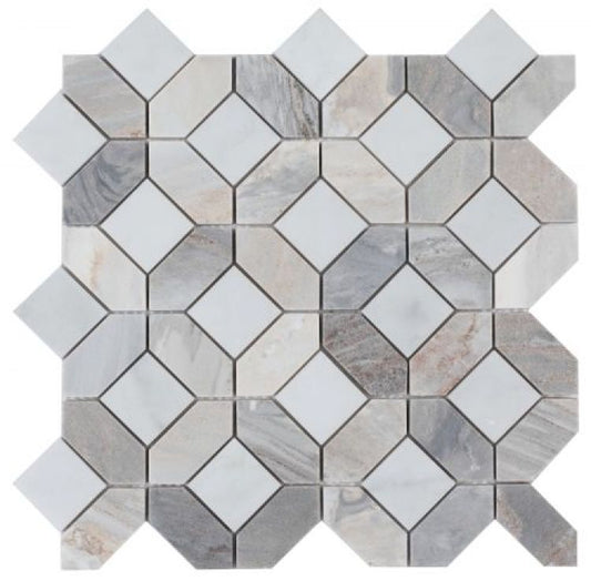 New | Hexagon | Blue & White | Mosaic Sheet Tile | Walls, Interior Floors & Showers