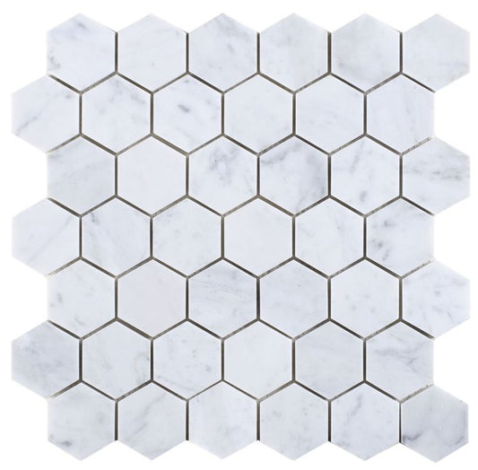 New | Hexagon | White & Gray | Mosaic Sheet Tile | Walls, Interior Floors & Showers