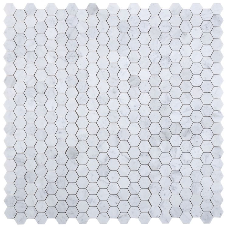 New | Hexagon | White & Gray | Mosaic Sheet Tile | Walls, Interior Floors & Showers