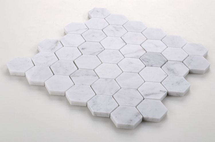 New | Hexagon | White & Gray | Mosaic Sheet Tile | Walls, Interior Floors & Showers