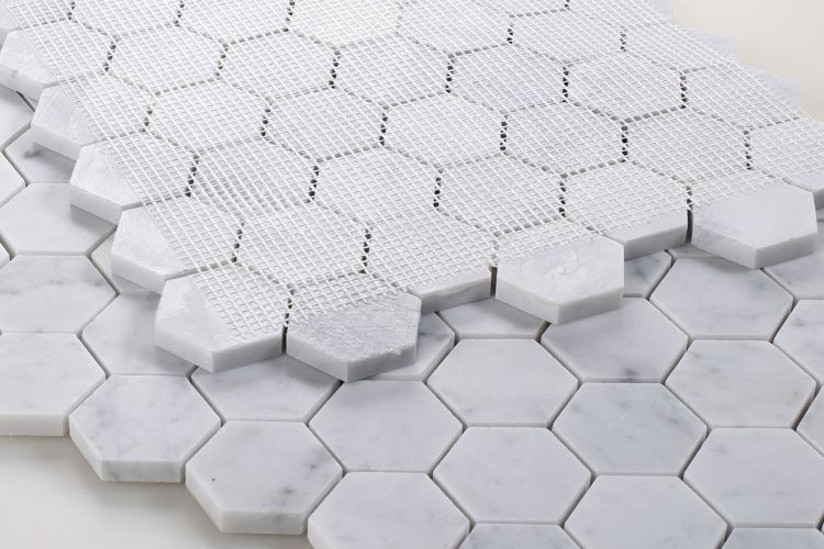 New | Hexagon | White & Gray | Mosaic Sheet Tile | Walls, Interior Floors & Showers