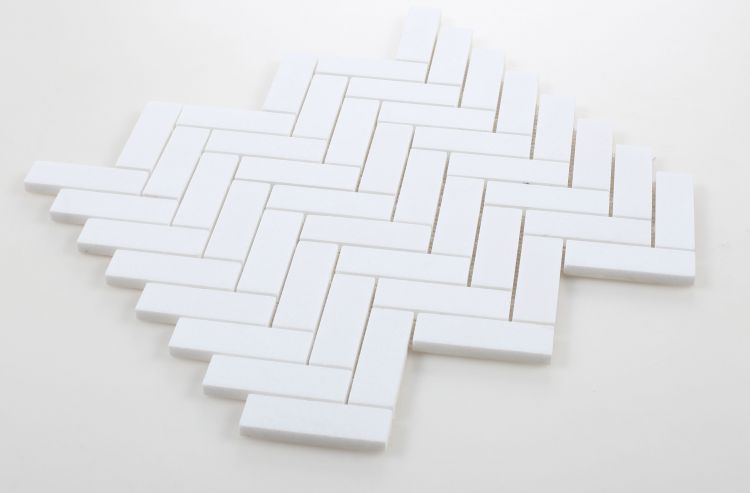 New | Herringbone | White | Mosaic Sheet Tile | Walls, Interior Floors & Showers